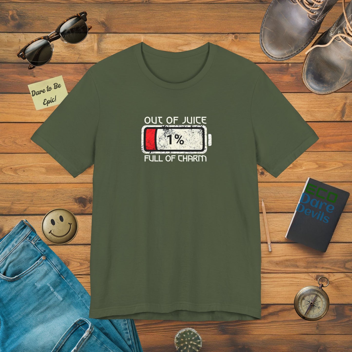 Out of Juice Full of Charm LOW BATTERY T-Shirt